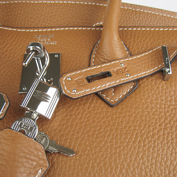 Replica Hermes Birkin 30CM Togo Leather Bag Light Coffee 6088 On Sale - Click Image to Close